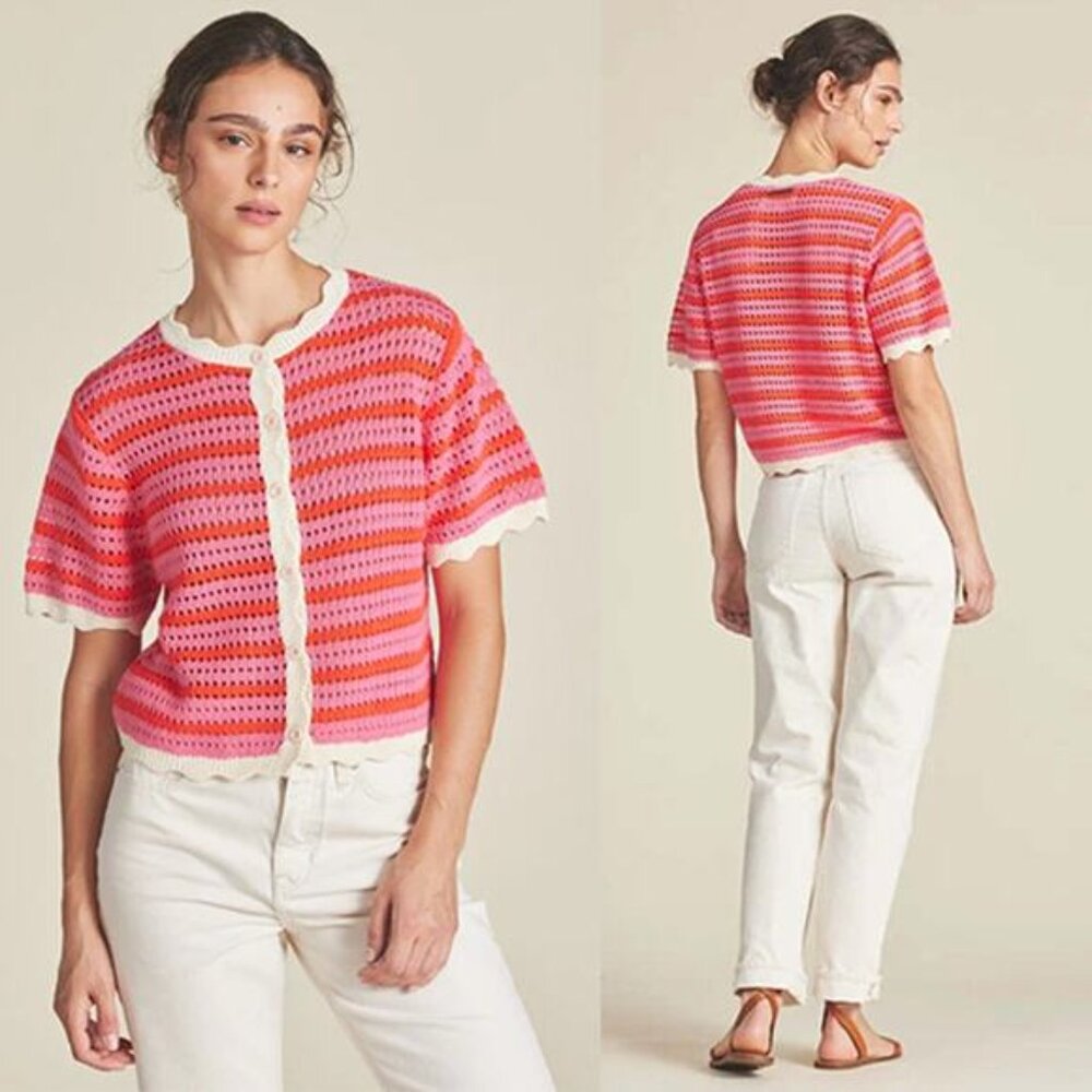 Pink and Red Striped Women's Sweater